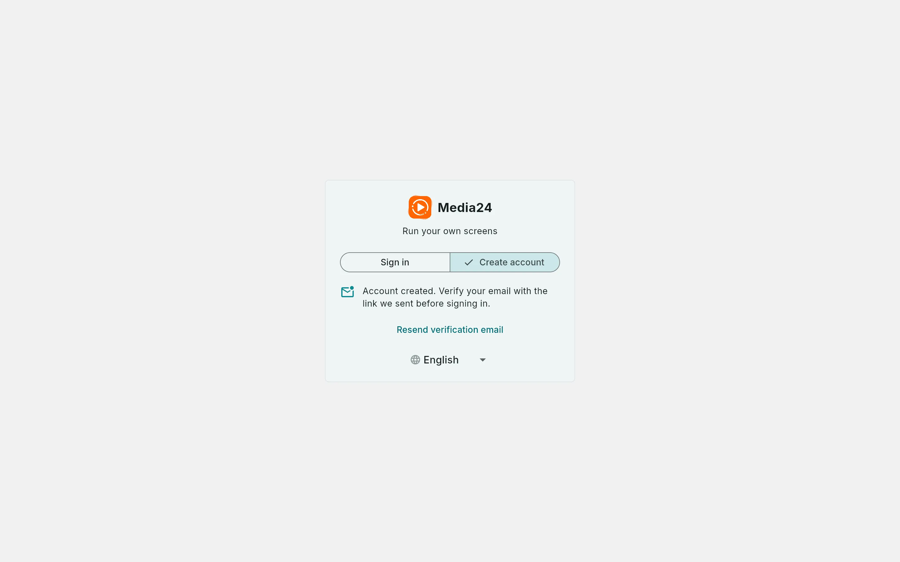 The post-signup notice asking you to verify your email, with a resend button